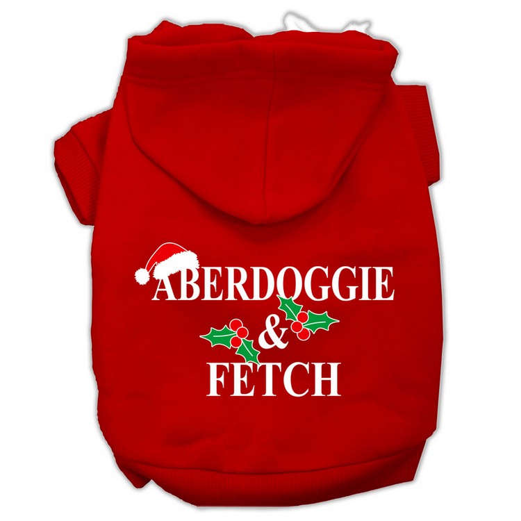 Aberdoggie Christmas Screen Print Pet Hoodies Red Size XS